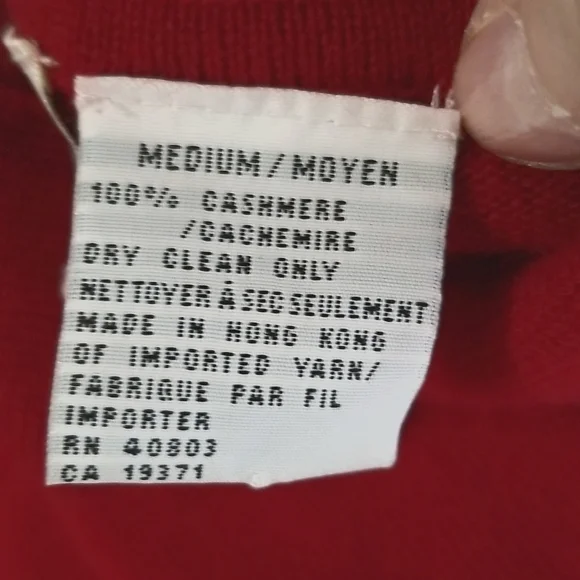Vintage Anne Klein 100%Cashmere Polo/Long Slvs/Red/Med.Ships Dec 16th earliest - Picture 6 of 6
